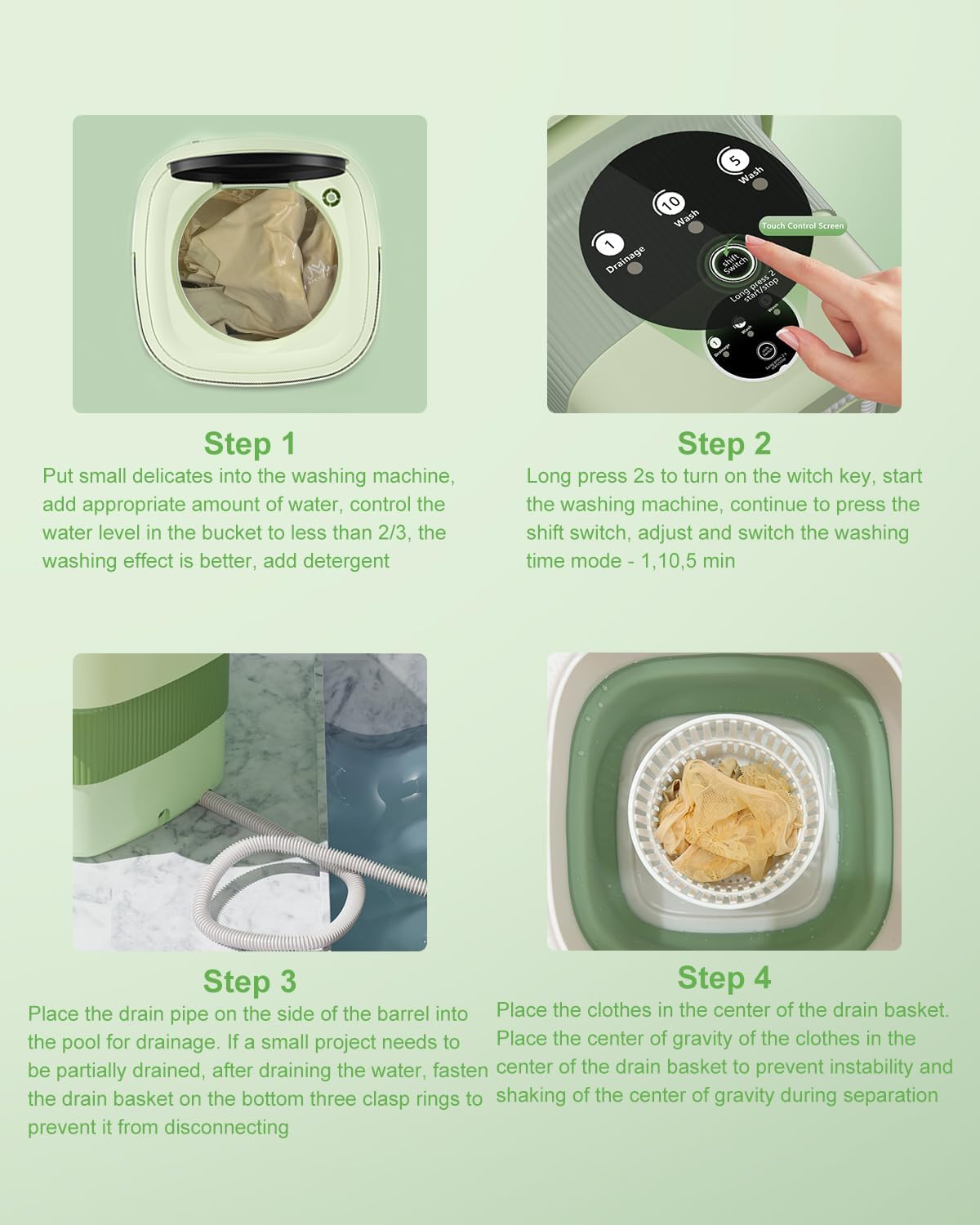 الغسالة المحمولة القابلة للطي lMigDiT | غسالة صغيرة للرحلات والسفر – سعة 2 كجم