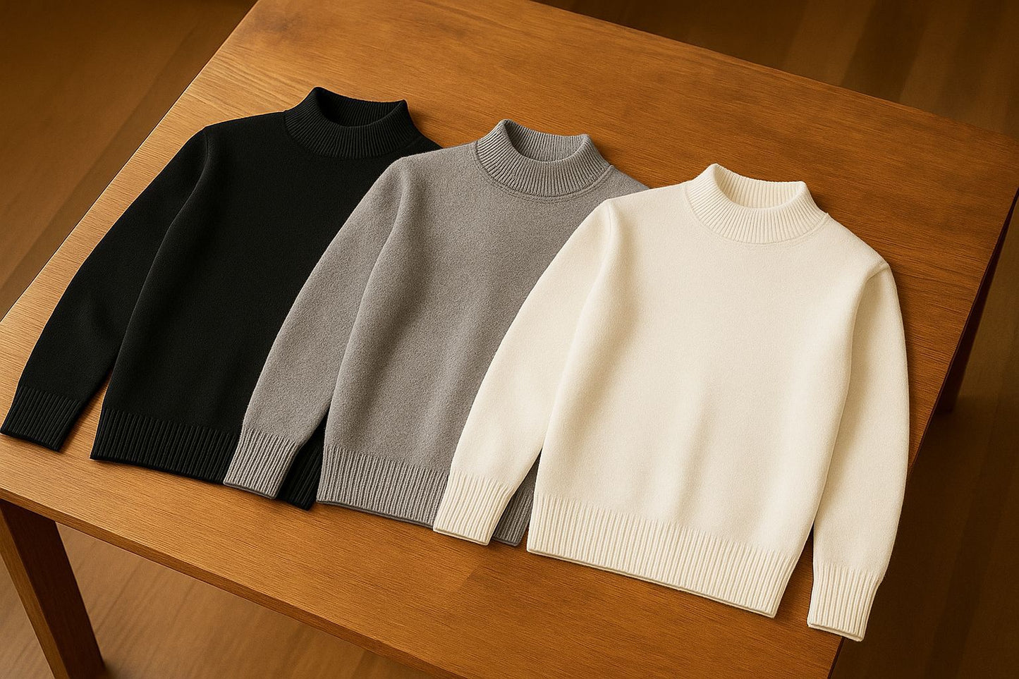 باندل 3 قطع هاف كول رجالي (أسود - رمادي - أبيض) | دفا × أناقة × ستايل