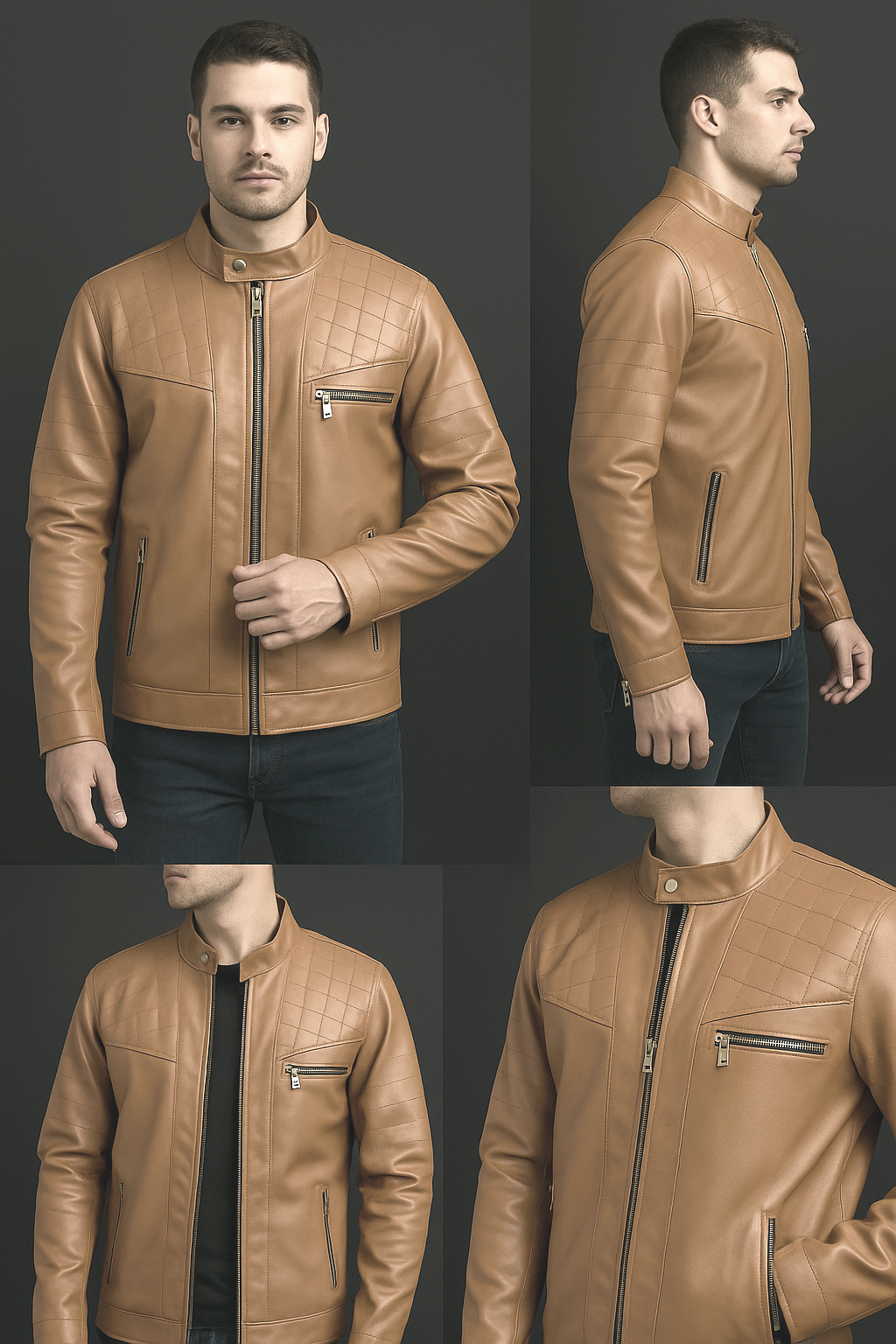 جاكيت جلد مبطن فرو شتوي رجالي 🧥 | دفا × أناقة