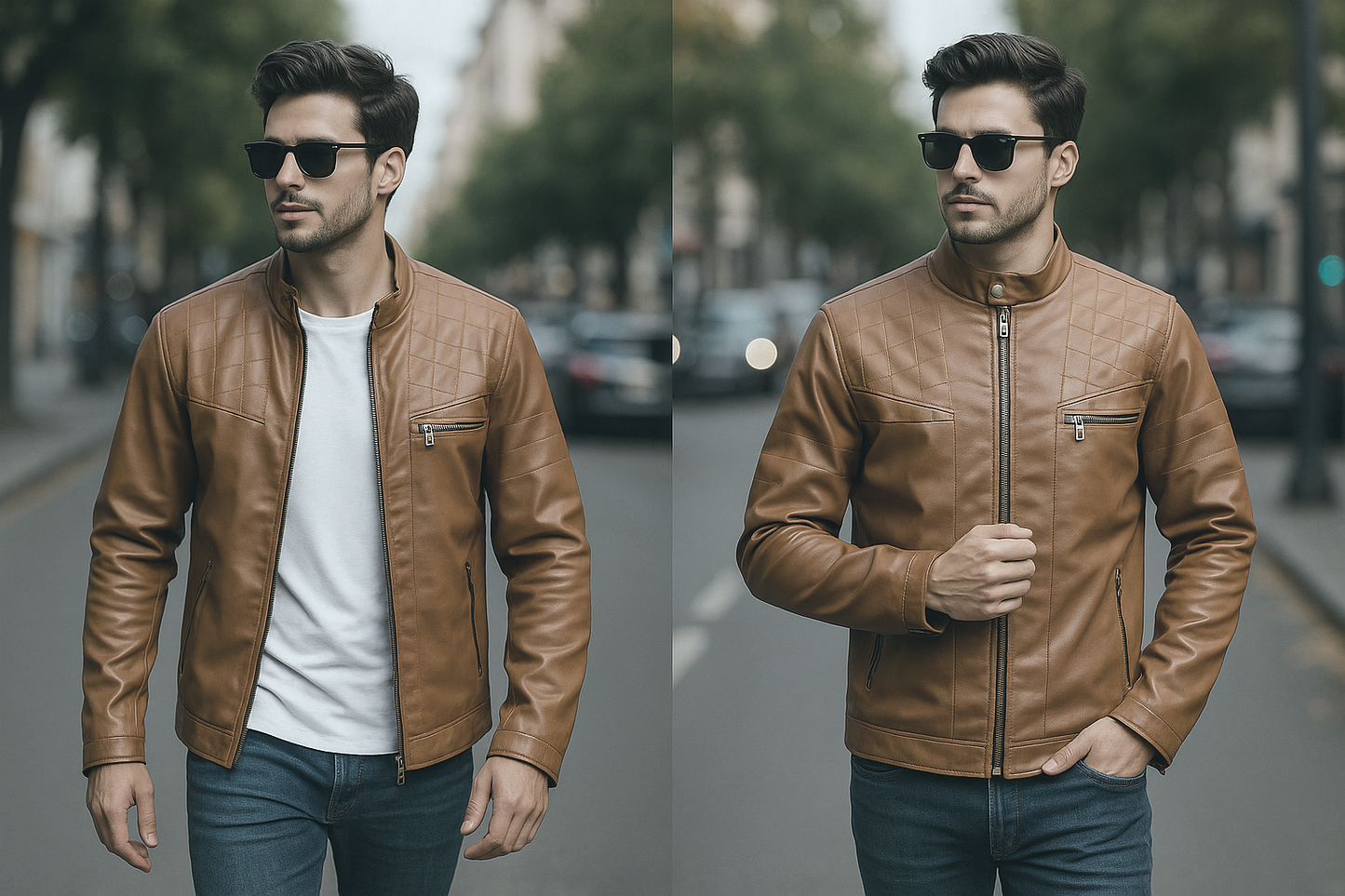 جاكيت جلد مبطن فرو شتوي رجالي 🧥 | دفا × أناقة