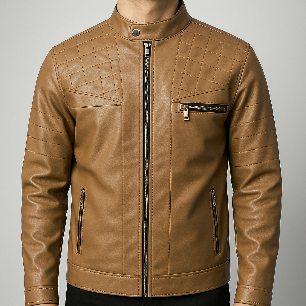 جاكيت جلد مبطن فرو شتوي رجالي 🧥 | دفا × أناقة