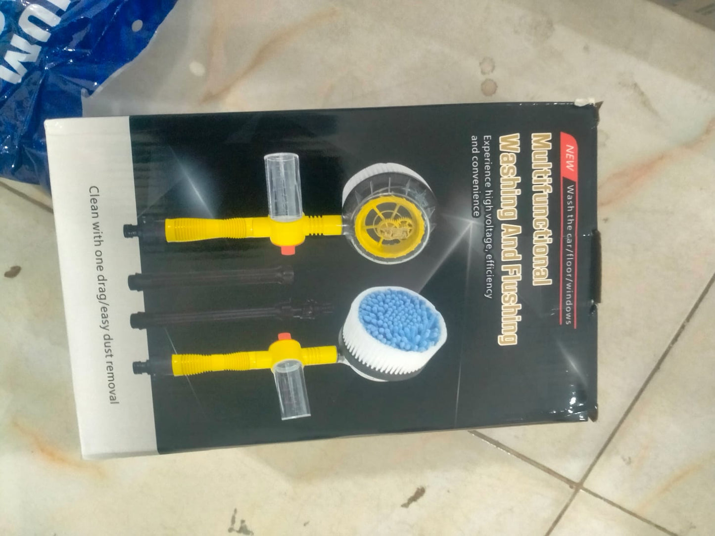 فرشة غسيل السيارات الدوّارة مع خزان صابون وذراع طويلة – 6B6i7Gc