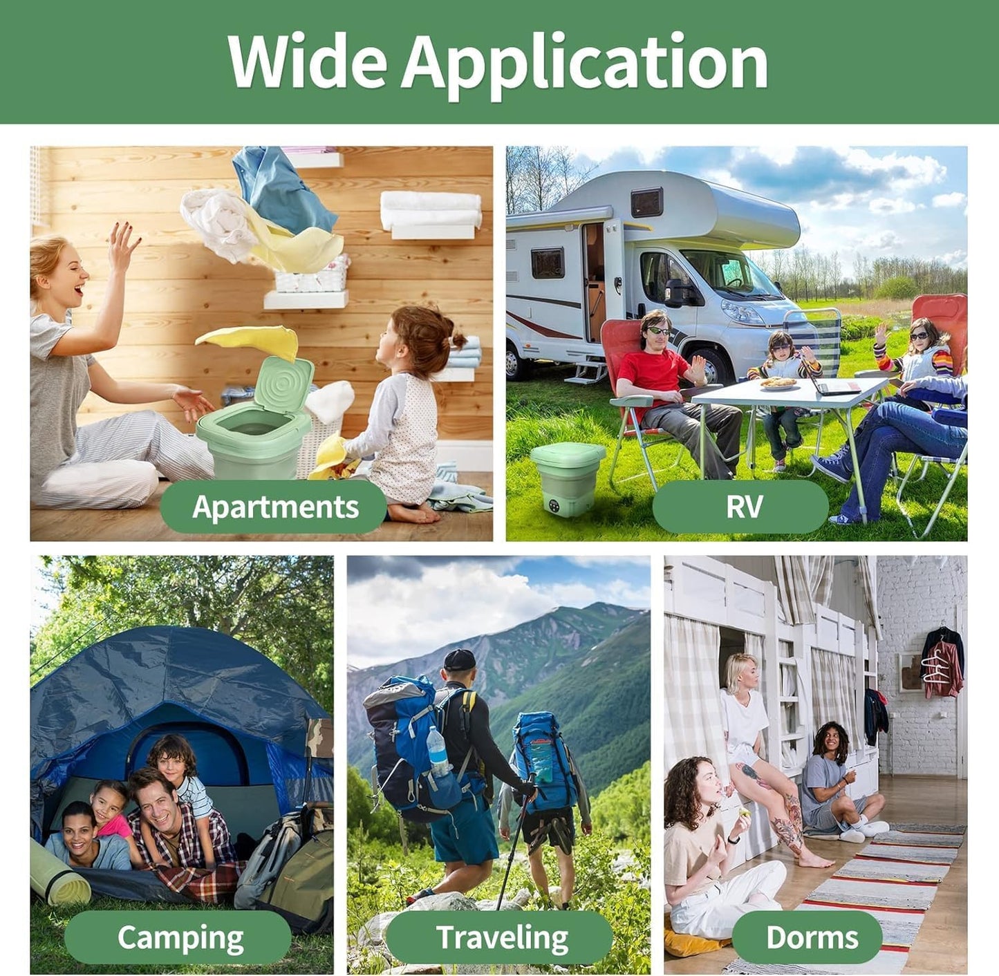 الغسالة المحمولة القابلة للطي lMigDiT | غسالة صغيرة للرحلات والسفر – سعة 2 كجم