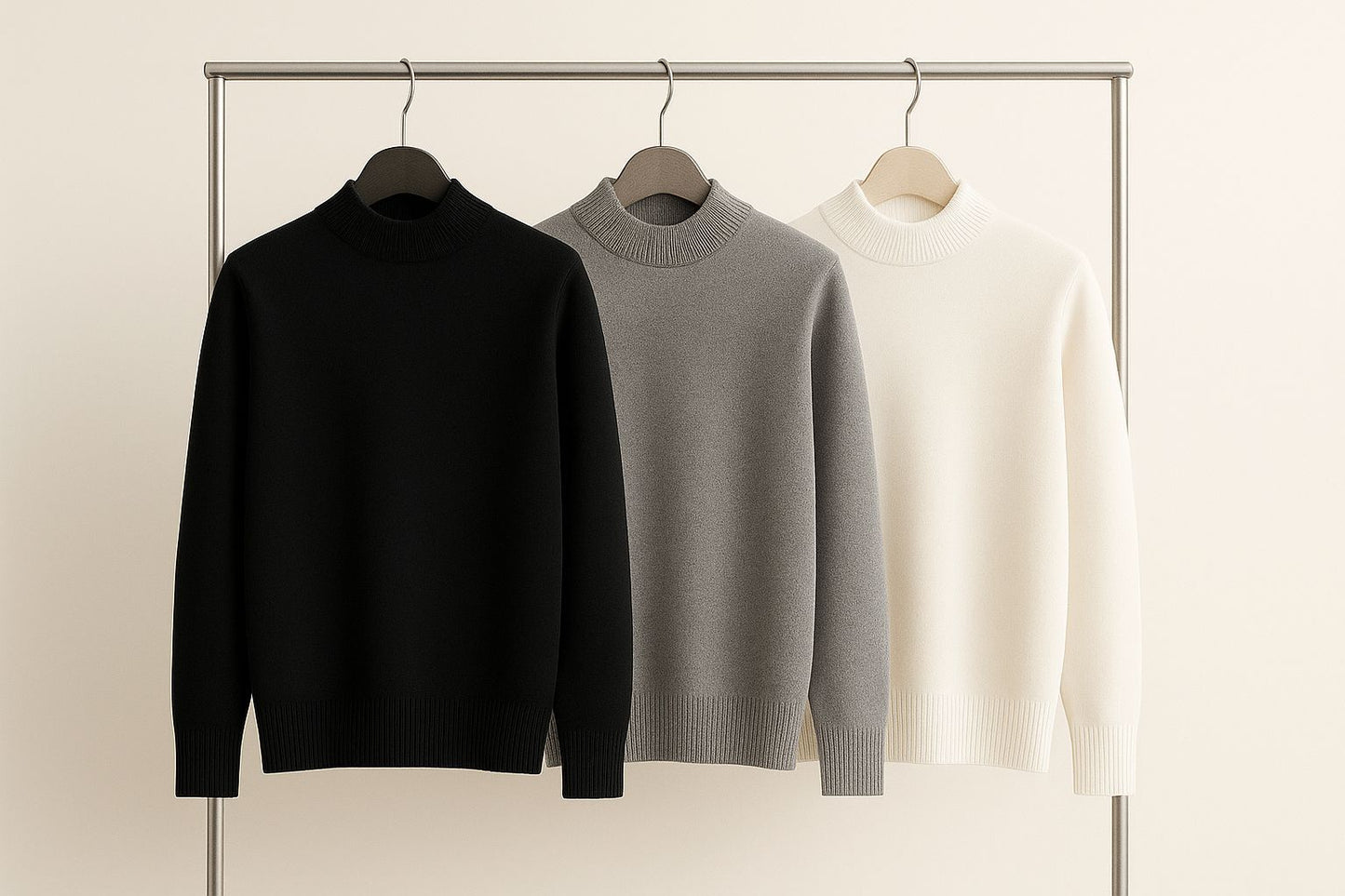 باندل 3 قطع هاف كول رجالي (أسود - رمادي - أبيض) | دفا × أناقة × ستايل