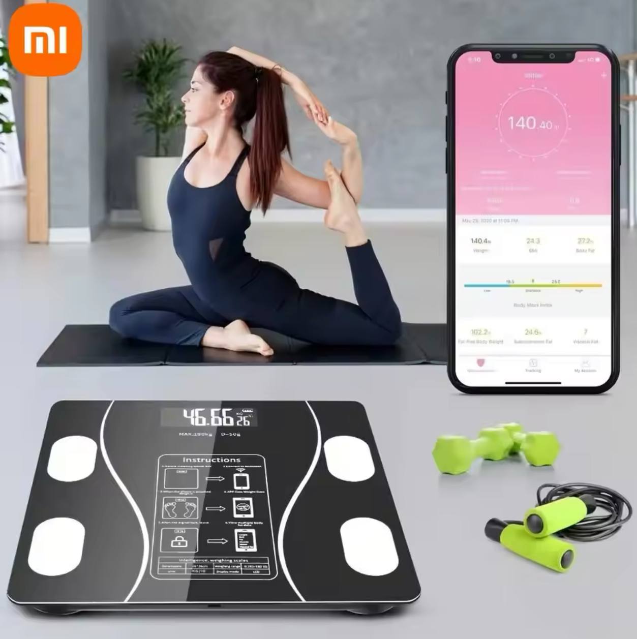 ميزان أشخاص ديجيتال InBody Xs3KIyV | بلوتوث – 13 وحدة قياس – متصل بتطبيق OKOK
