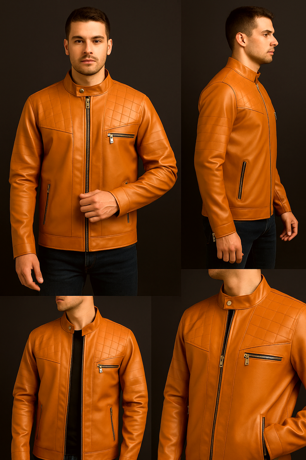 جاكيت جلد مبطن فرو شتوي رجالي 🧥 | دفا × أناقة