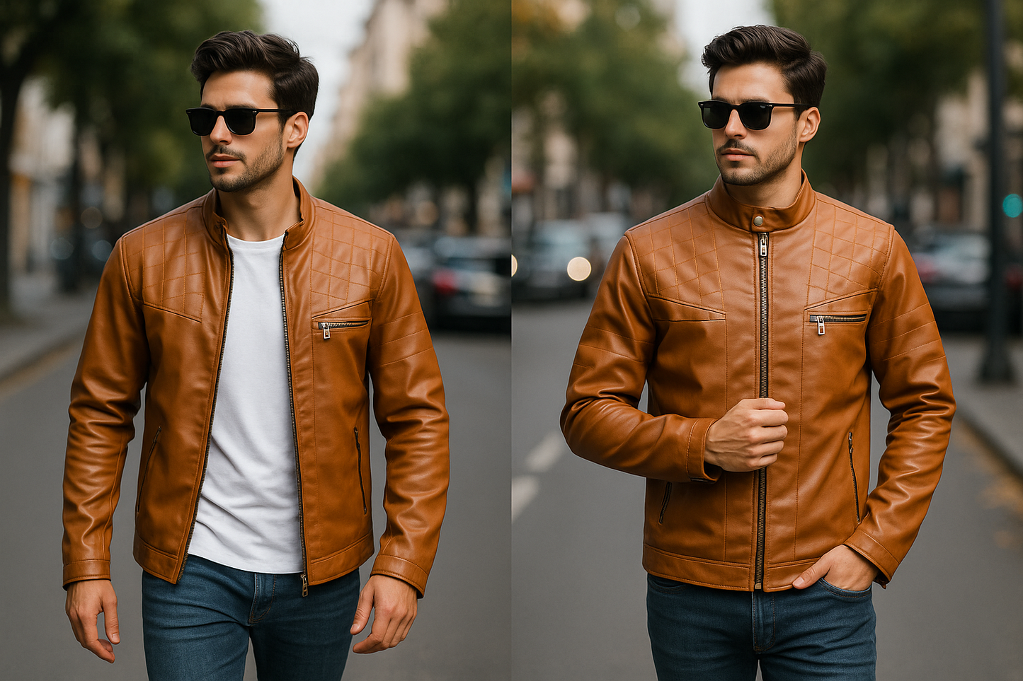 جاكيت جلد مبطن فرو شتوي رجالي 🧥 | دفا × أناقة