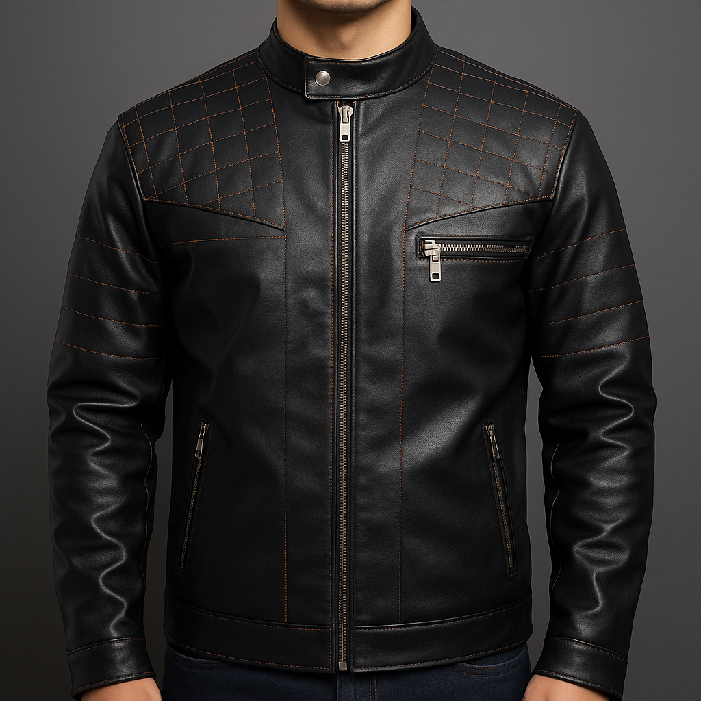 جاكيت جلد مبطن فرو شتوي رجالي 🧥 | دفا × أناقة