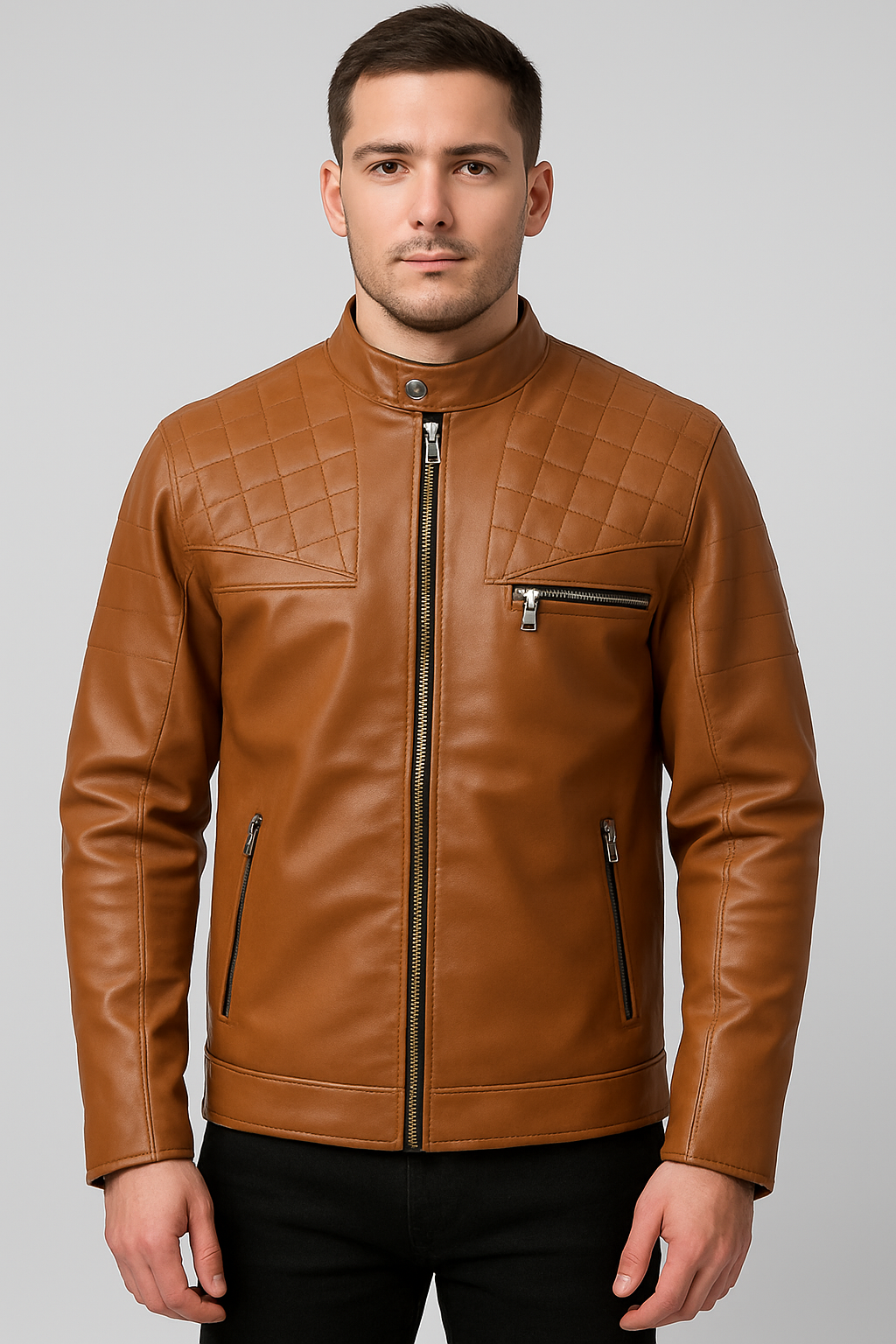 جاكيت جلد مبطن فرو شتوي رجالي 🧥 | دفا × أناقة