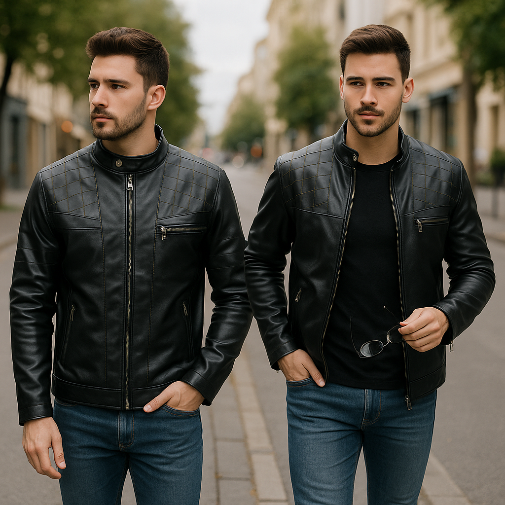 جاكيت جلد مبطن فرو شتوي رجالي 🧥 | دفا × أناقة