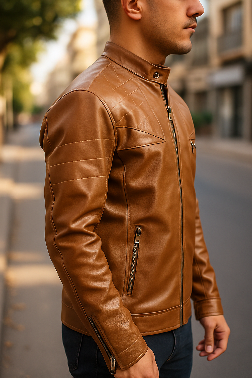 جاكيت جلد مبطن فرو شتوي رجالي 🧥 | دفا × أناقة